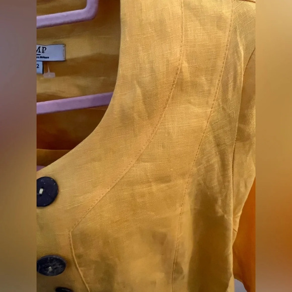 ❤️JMP vintage linen two piece women’s 18 two piece yellow round neck France - Picture 9 of 11